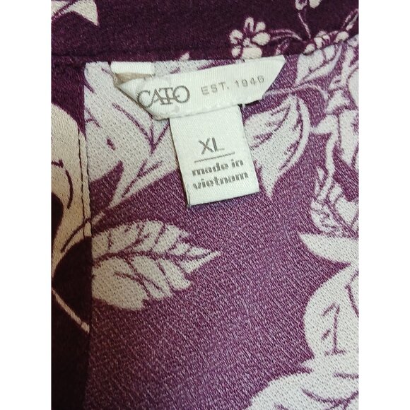 Cato Womens XL Floral Print Tunic Hi-Low Ruffle Hem Stretch Boho Cut-Out Blouse - Picture 4 of 7